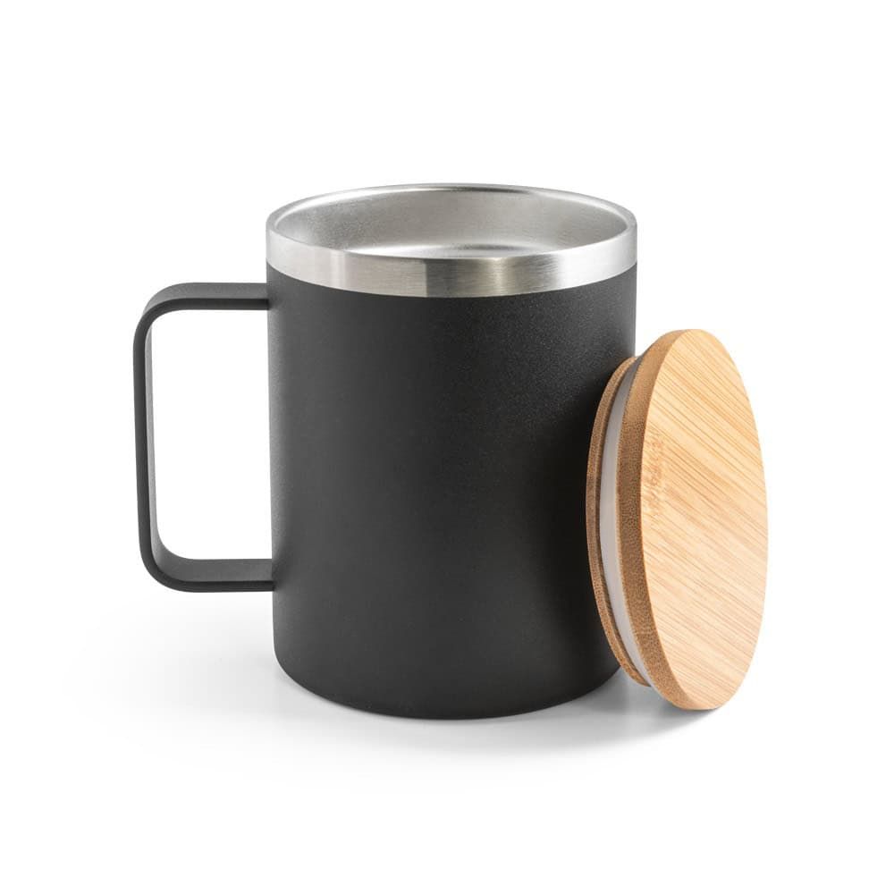 LAUDA. Mugg i 90 % återvunnet rostfritt stål med bambulock 420 mL