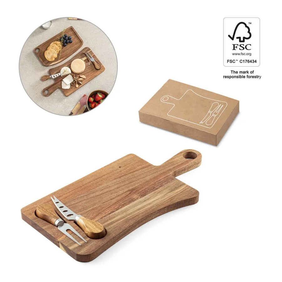 CASSIA. Ostbräda i akaciaträ med handtag, av FSC™-certifierat material och andra kontrollerade material