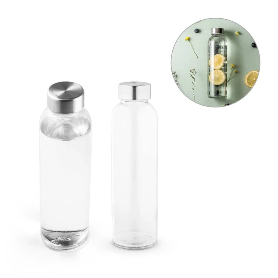 SOLER. Glasflaska och lock i rostfritt stål 500 ml