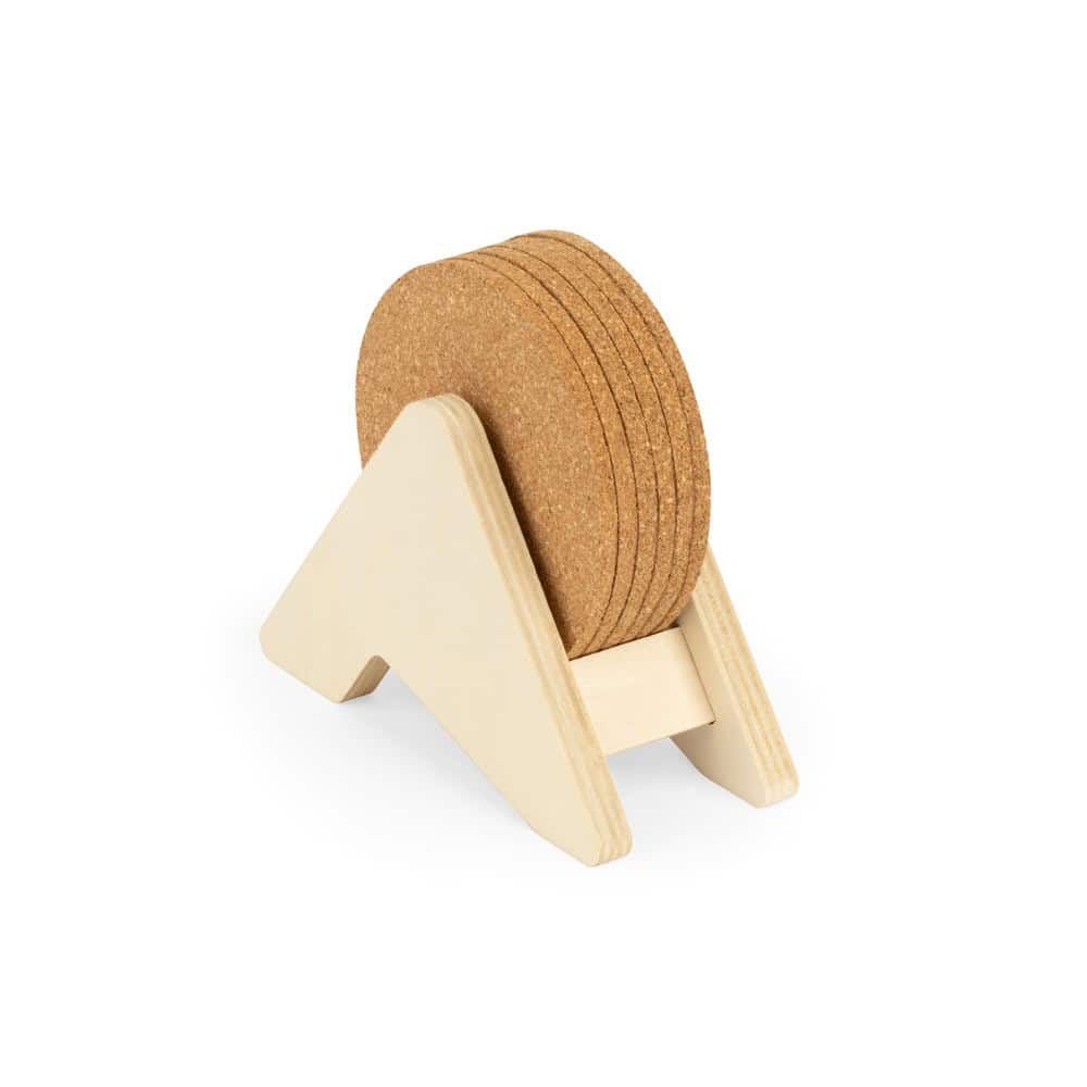 PLYCORK. Stativ i plywood med 6 korkunderlägg