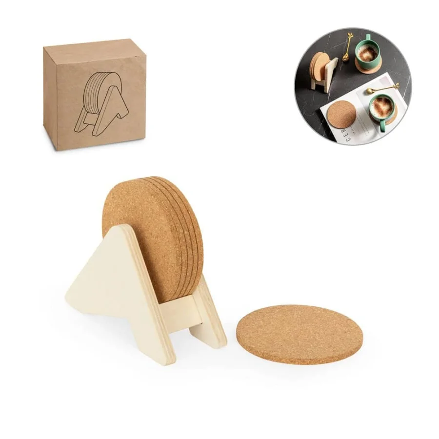 PLYCORK. Stativ i plywood med 6 korkunderlägg