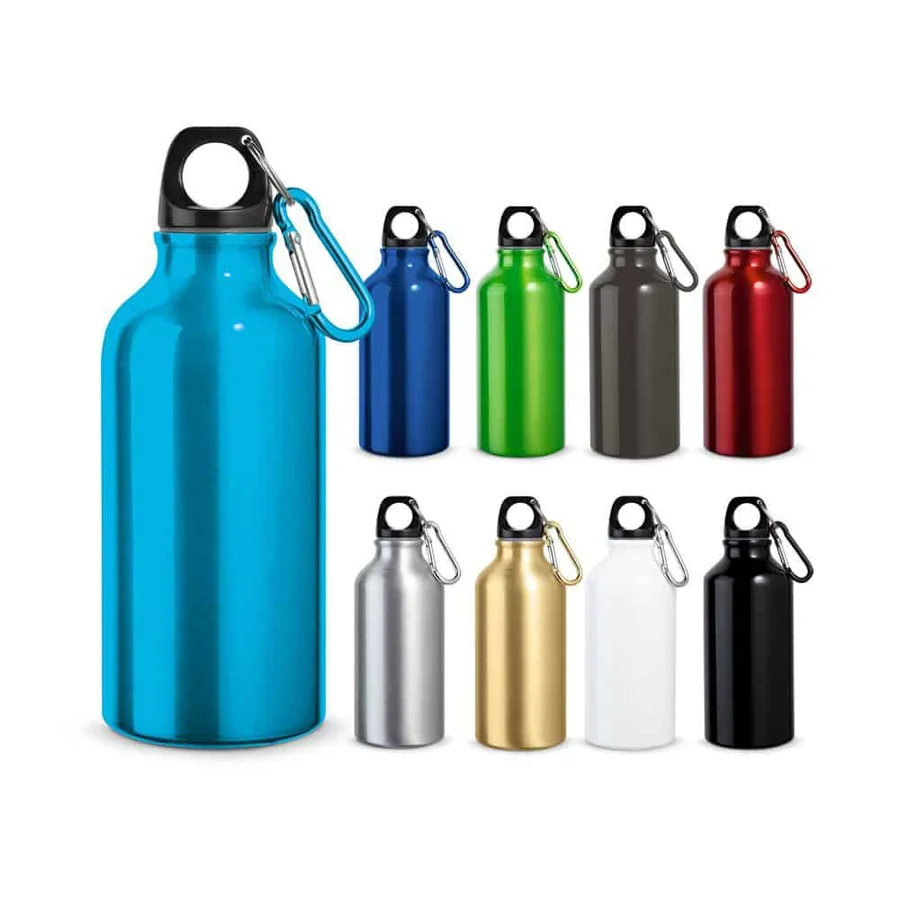 LANDSCAPE S. Sportflaska i aluminium med karbinhake 400 mL