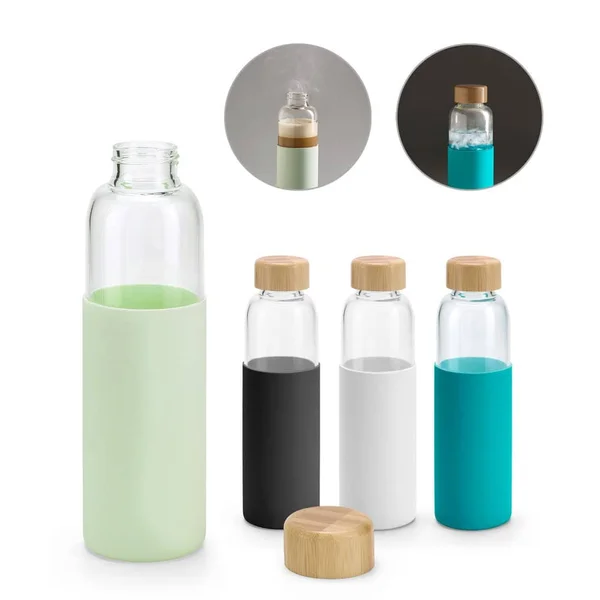 DAKAR. Bambu och borosilikatglasflaska 600 ml – profilreklam med tryck från ExpoTryck