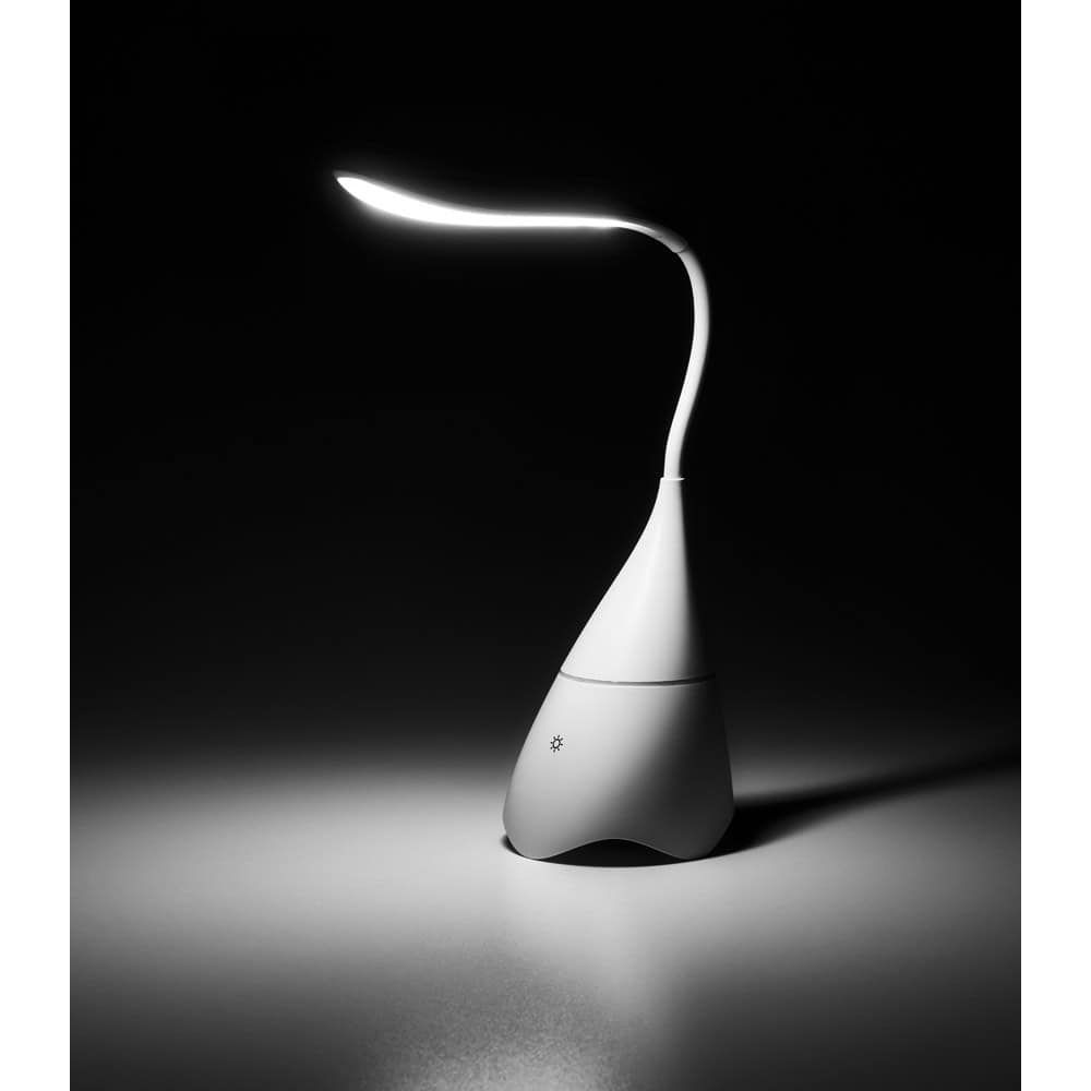 GRAHAME. Bärbar skrivbordslampa med högtalare och 5 timmars batteritid i återvunnen ABS (100 % rABS)