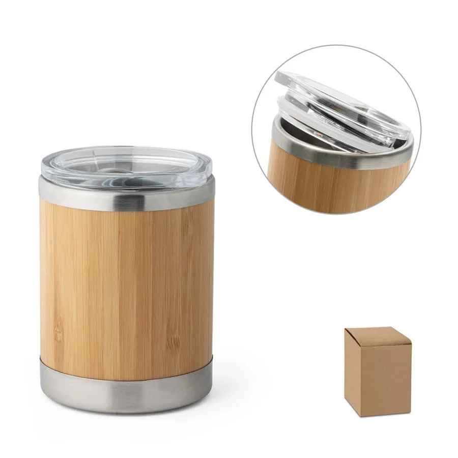 LYCKA. Bambu och rostfri mugg 350 ml