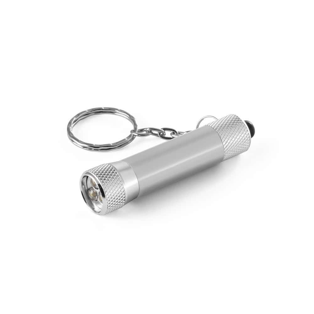 RE-LERGAN. Nyckelring i aluminium (92 % återvunnen) med 3-ljus LED-ficklampa