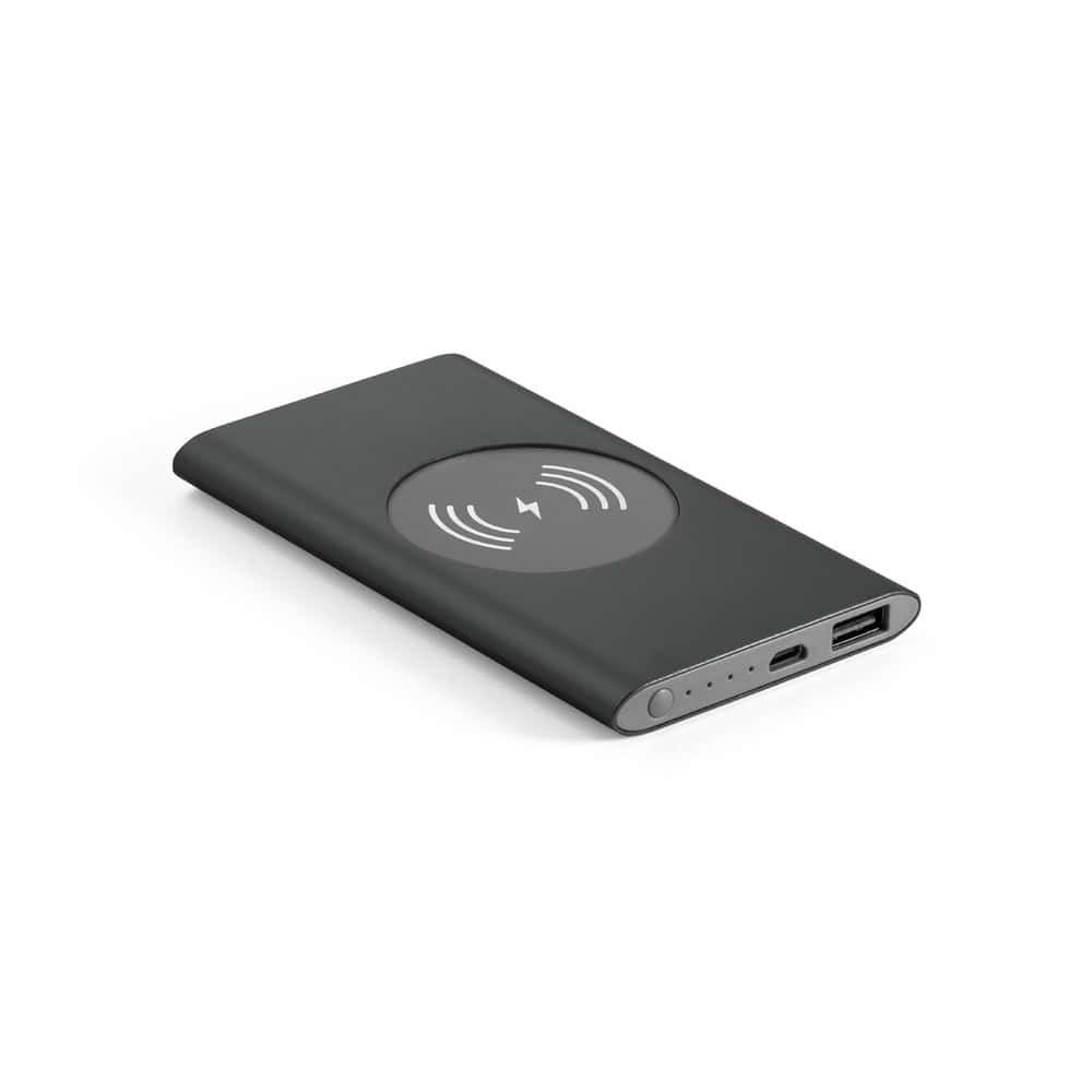 CASSINI. Powerbank 4 000 mAh med 5W trådlös laddare i återvunnet aluminium (100% rAL)