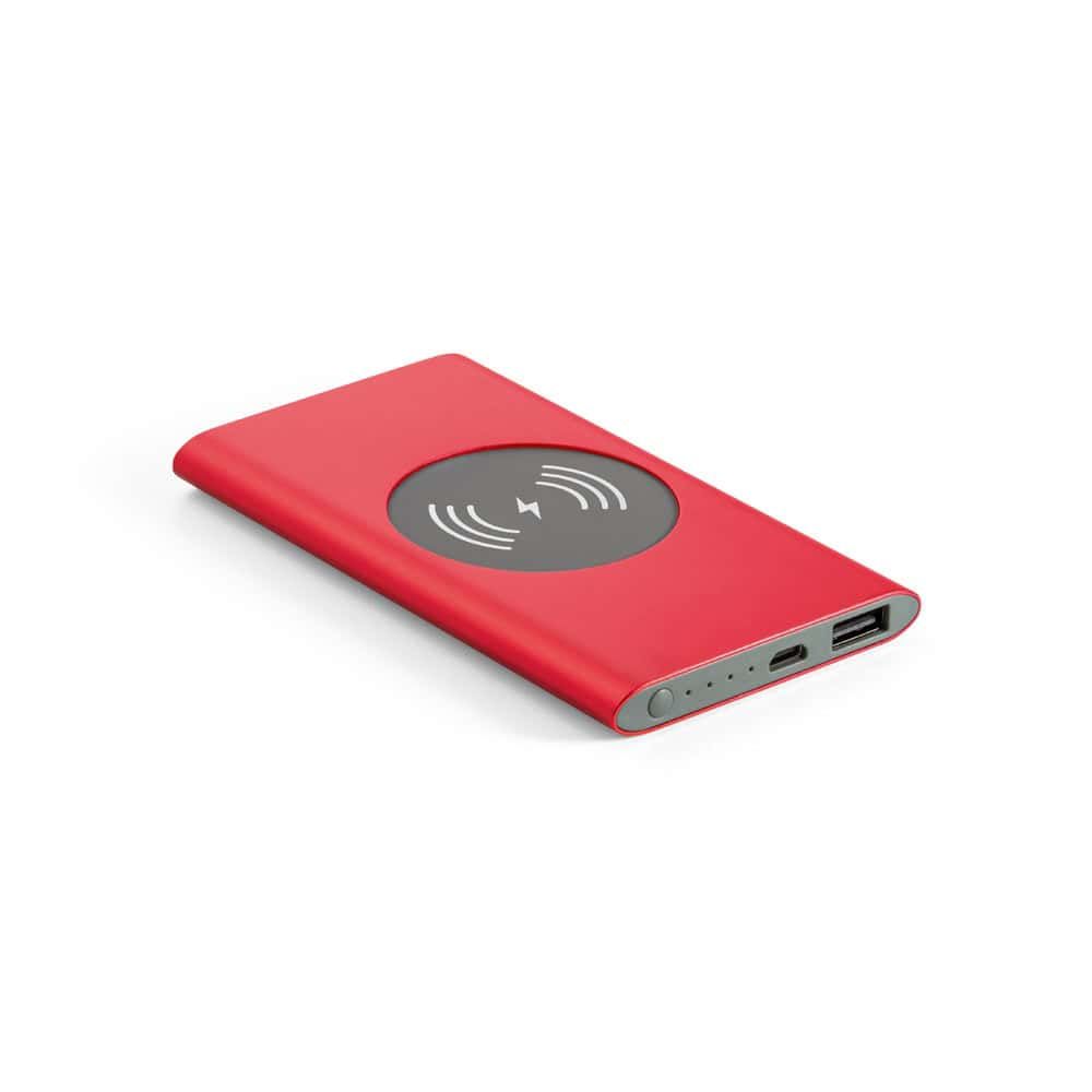 CASSINI. Powerbank 4 000 mAh med 5W trådlös laddare i återvunnet aluminium (100% rAL)