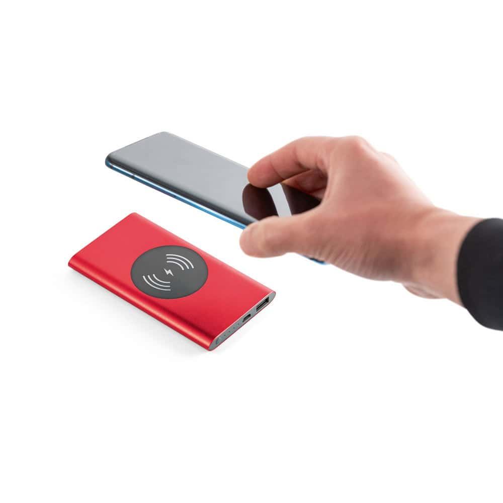 CASSINI. Powerbank 4 000 mAh med 5W trådlös laddare i återvunnet aluminium (100% rAL)