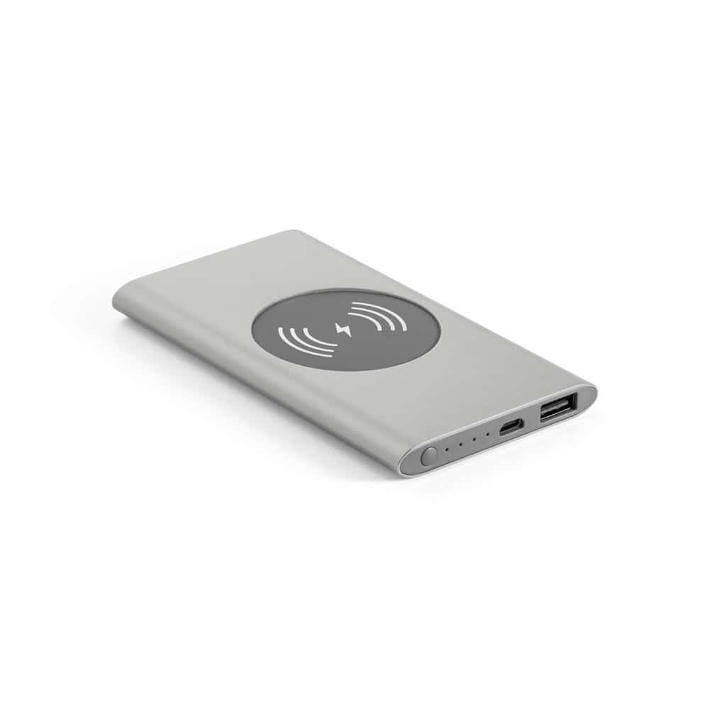 CASSINI. Powerbank 4 000 mAh med 5W trådlös laddare i återvunnet aluminium (100% rAL)