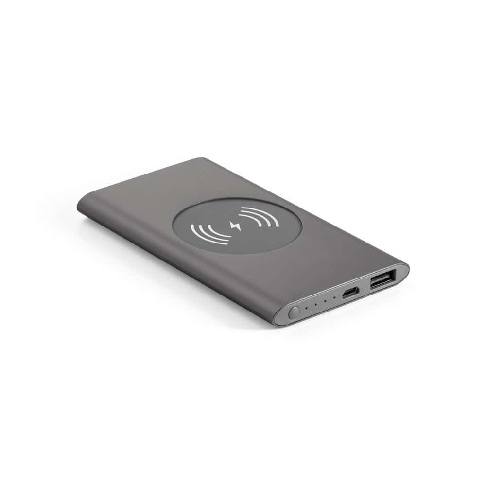 CASSINI. Powerbank 4 000 mAh med 5W trådlös laddare i återvunnet aluminium (100% rAL)