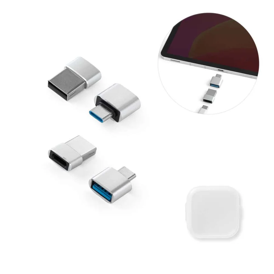MINSKY. Set med 2 aluminium USB-A / USB-C-adaptrar