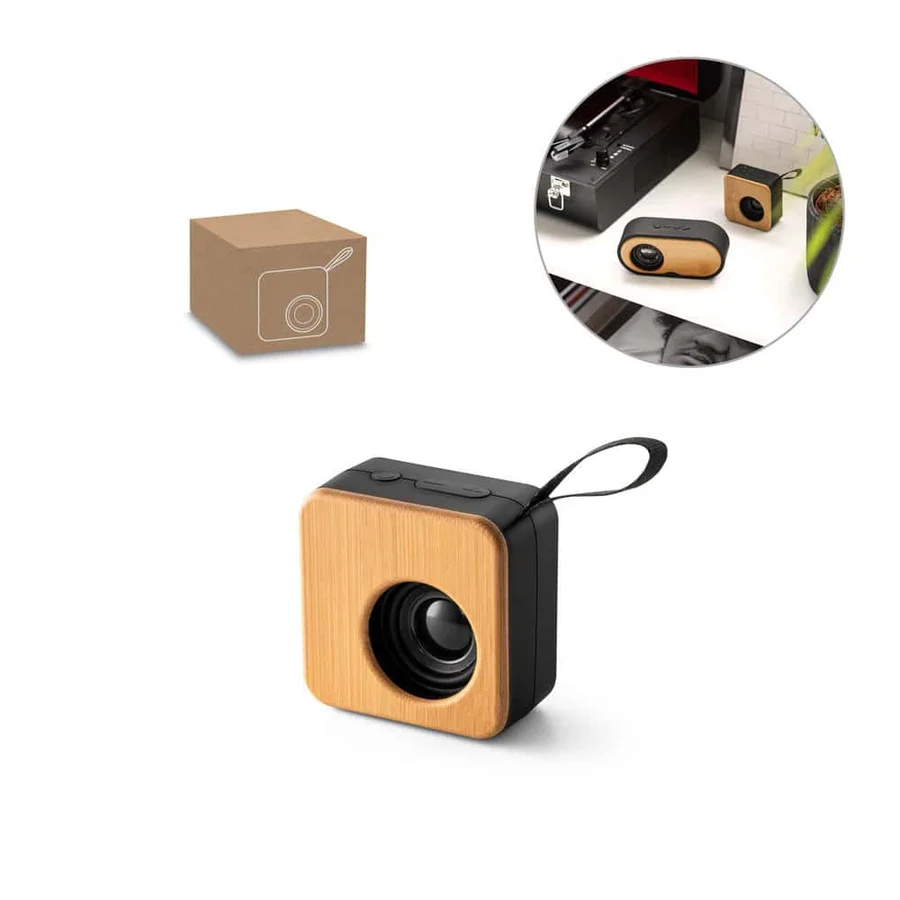 MAYER. Bärbar 3W högtalare med 4h batteritid i bambu och återvunnen ABS (100 % rABS)