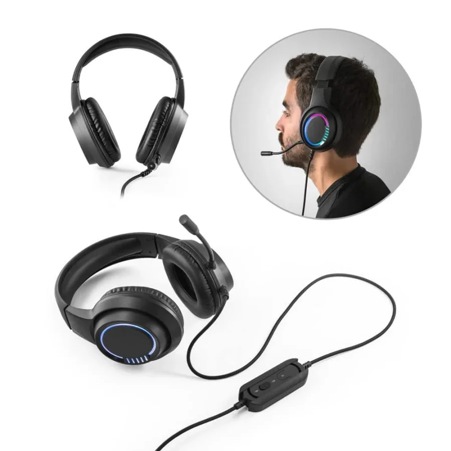 Thorne Headset RGB. ABS-hörlurar med 2m kabel, mikrofon och RGB LED-lampor