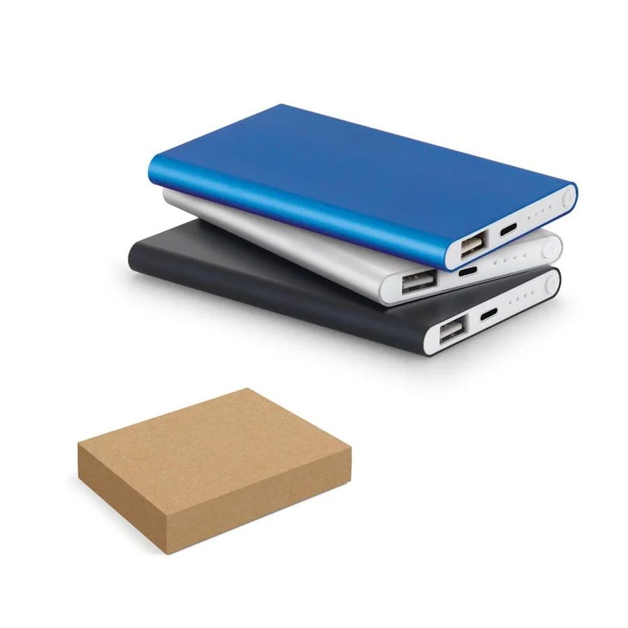 MARCET. Powerbank slimmad 4'000 mAh i återvunnen aluminium (100% rAL) och återvunnen ABS (100 % rABS)