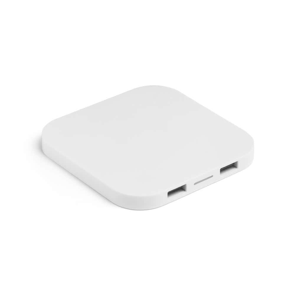 CAROLINE. Supersnabb 15W trådlös laddare med HUB 2 USB-A-portar i återvunnen ABS (100 % rABS)
