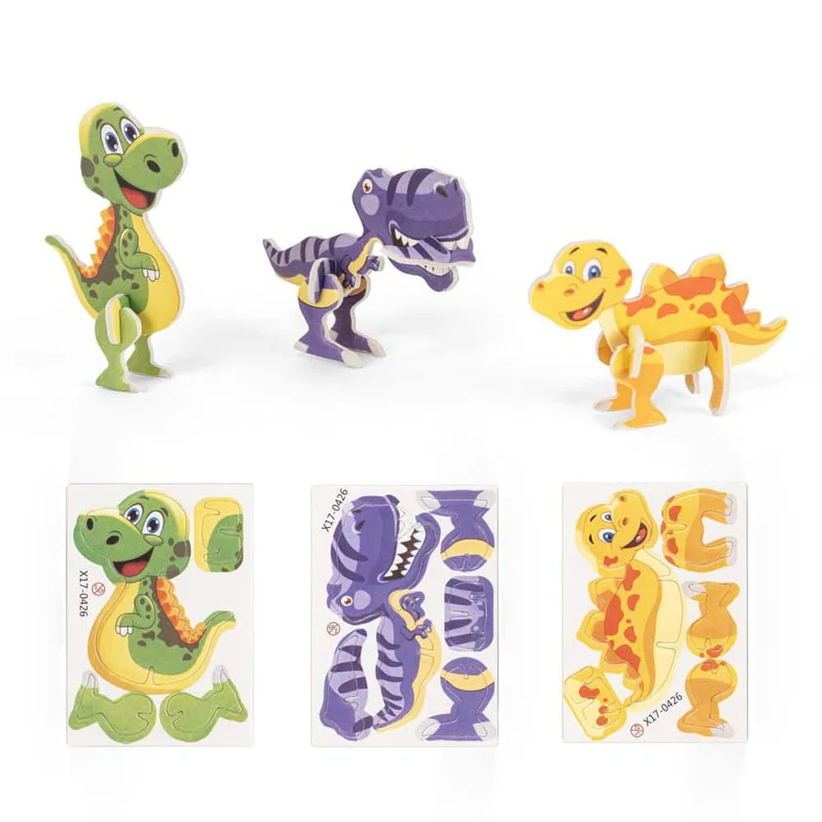 DINOSAURUS. 3D-pussel i papper och EVA i form av en dinosaurie