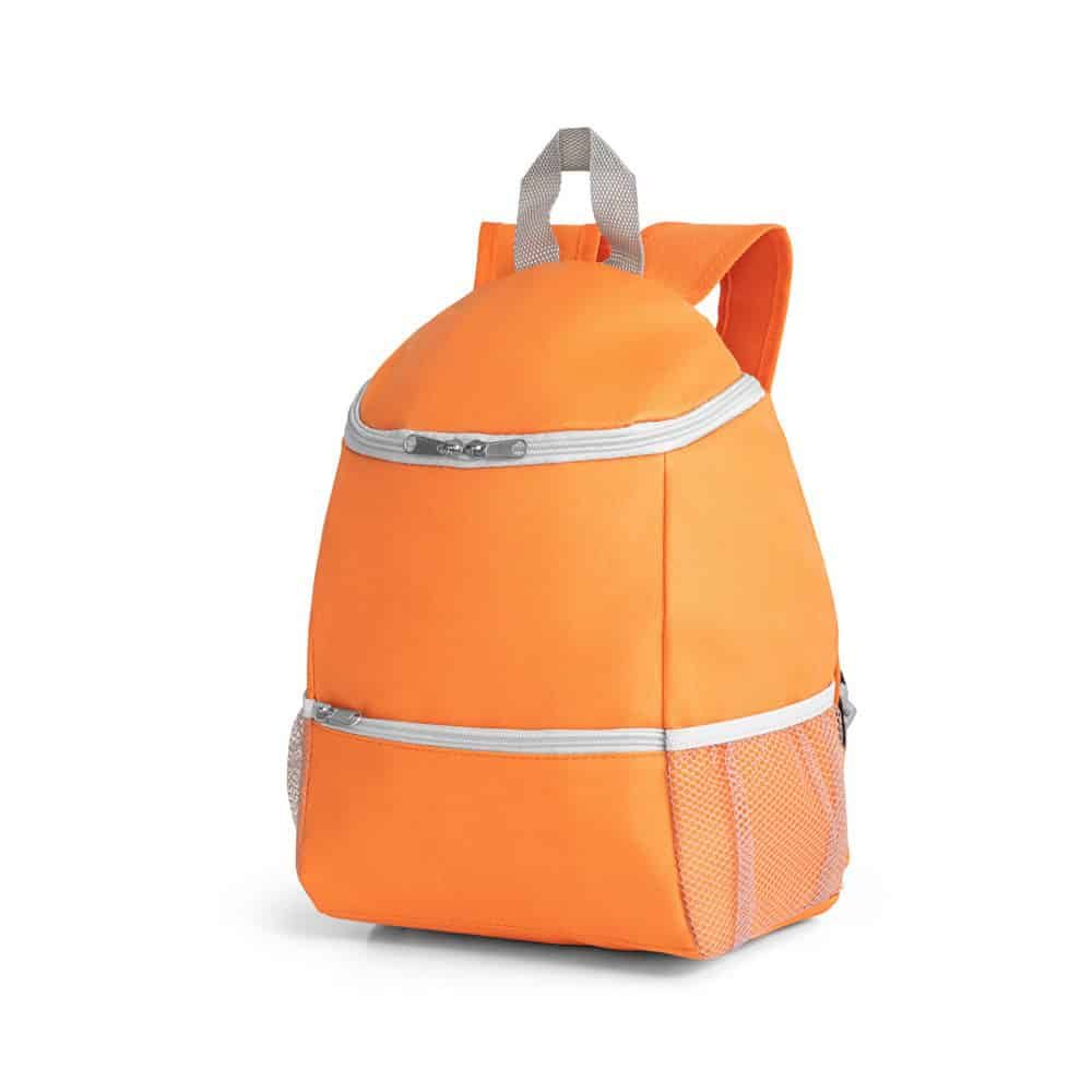 Orange kylväska som ryggsäck med 10L kapacitet i 600D-material.