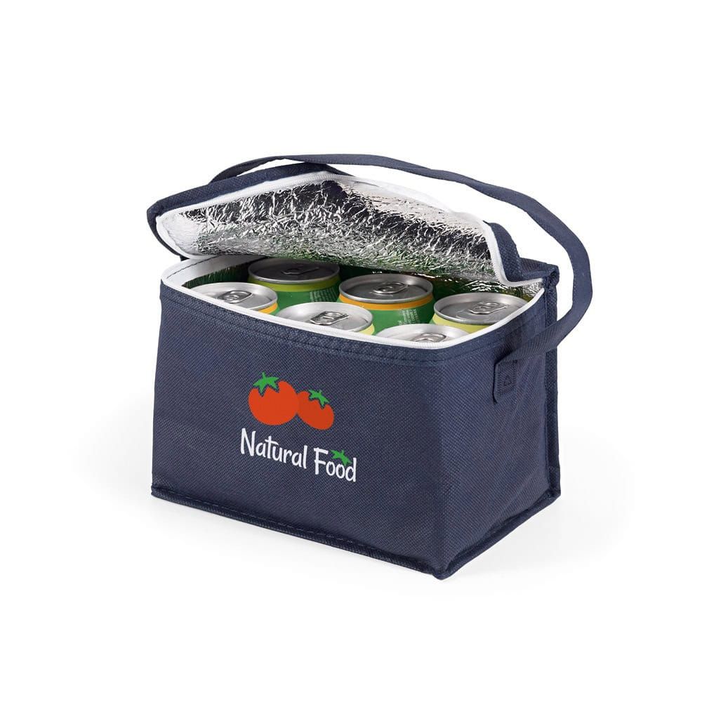 Kylväska 3 L i non-woven (80 g/m²) med lock, perfekt för kalla drycker och mat på resan.