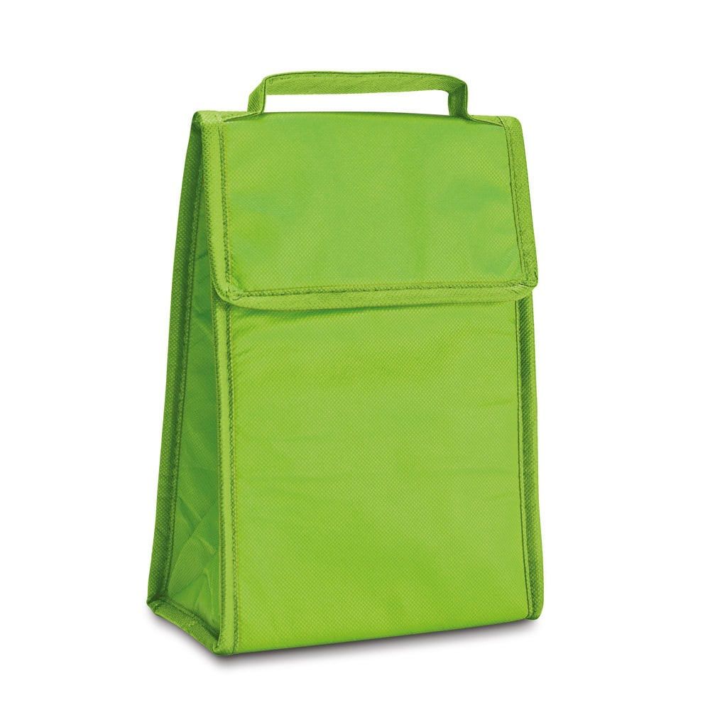 Grön hopfällbar kylväska i non-woven material, perfekt för matförvaring.