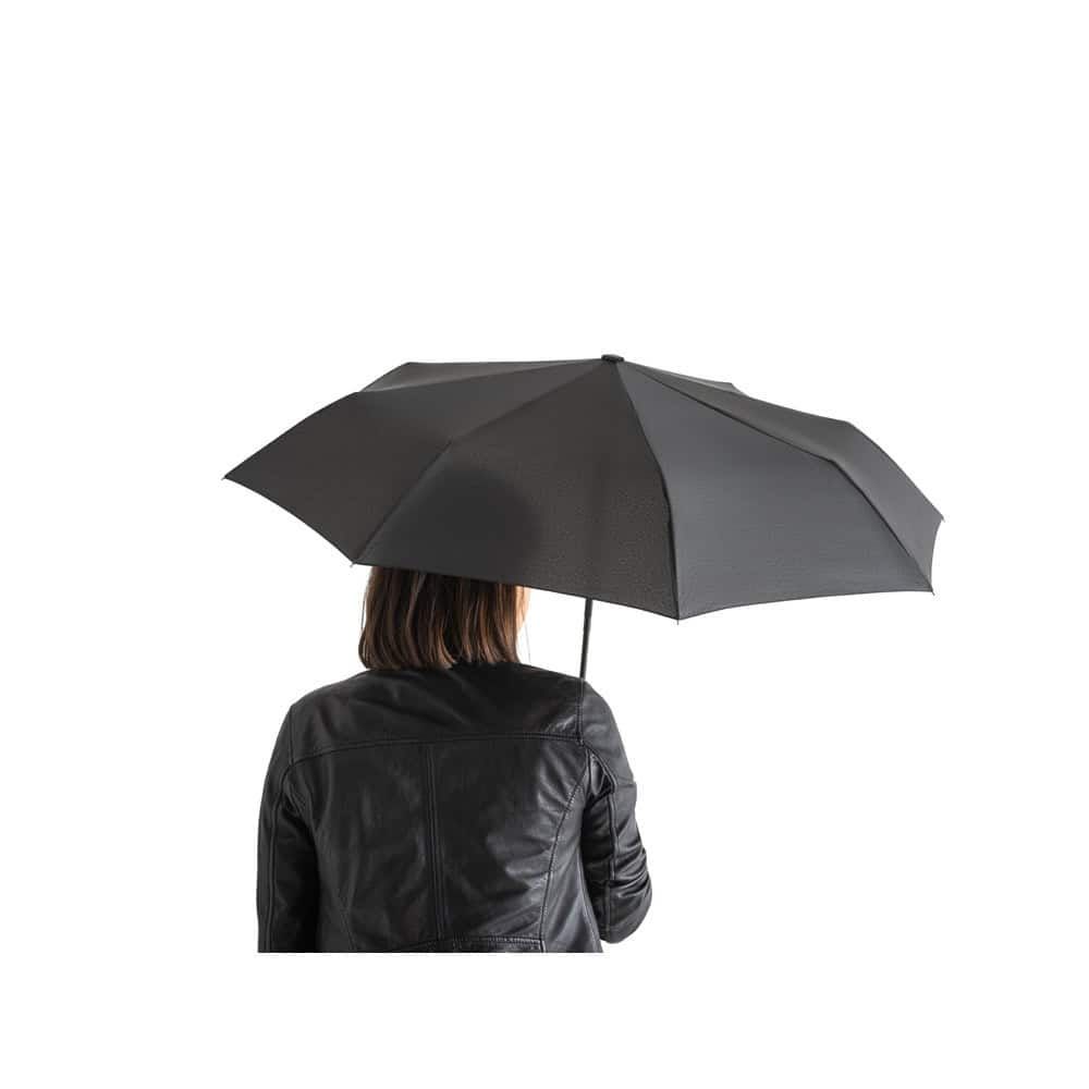 RIVER. Fällbart 190T återvunnen polyester (100% rPET) pongee-paraply med automatisk öppning och stängning