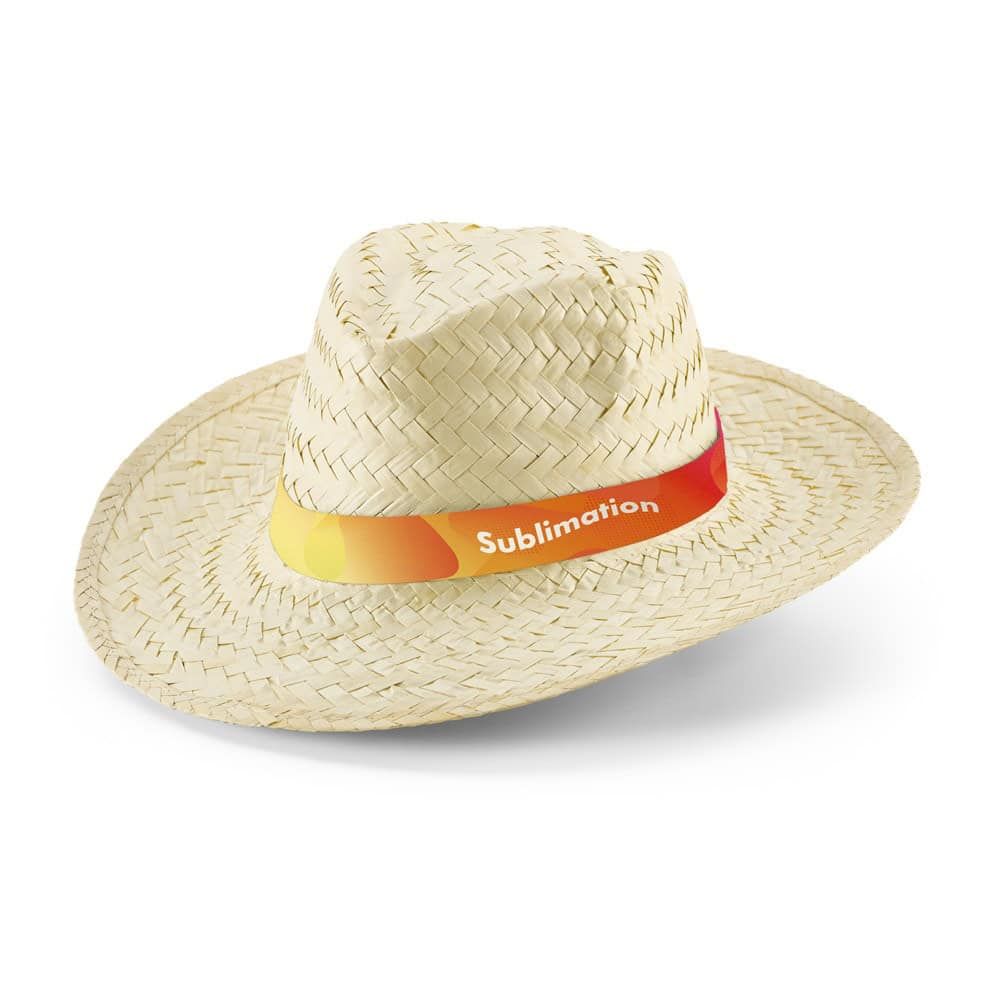 EDWARD RIB. Naturlig stråhatt med sublimerat band