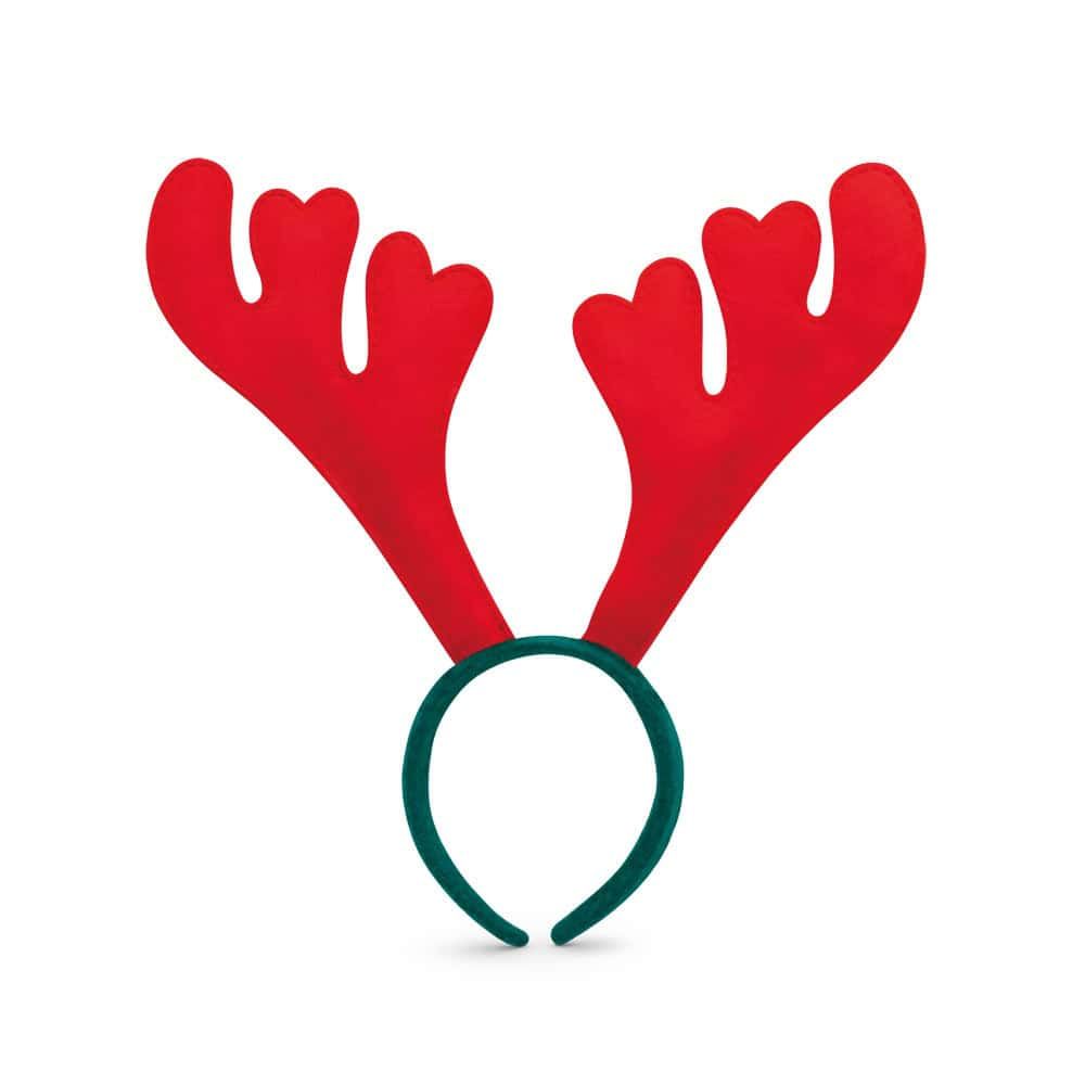 Juldekoration med renhornsdiadem i rött, perfekt för julfest och festligheter.