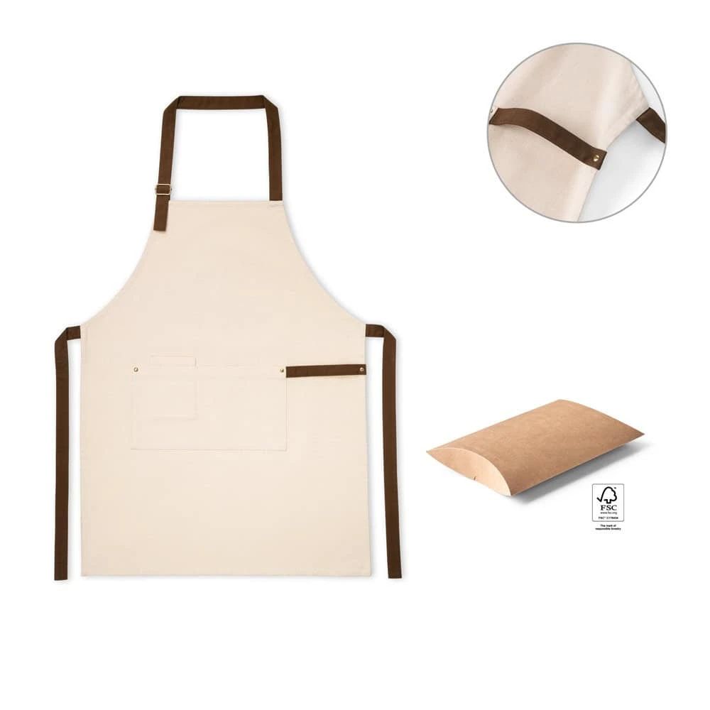 HOLM. Canvas förkläde i 100 % bomull (320 g/m²) med metalldetaljer – profilreklam med tryck från ExpoTryck