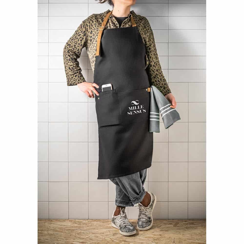 VESPER. Förkläde i 100 % bomullsduk (300 g/m²) med metalldetaljer
