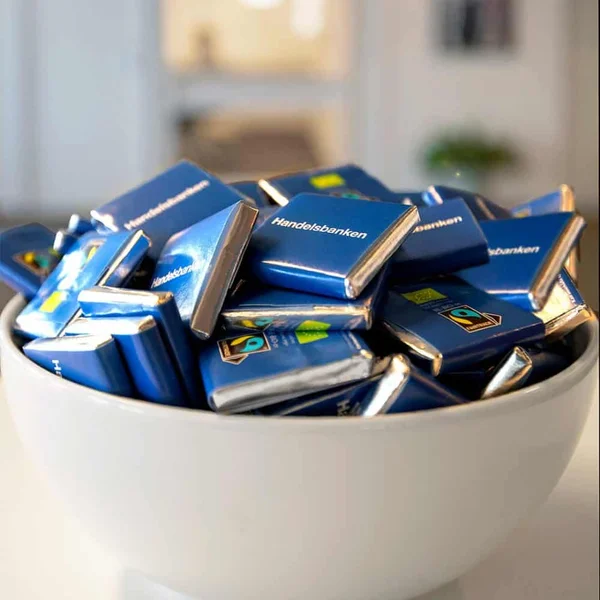 Chokladfyrkanter Eko & Fairtrade – profilreklam med tryck från ExpoTryck
