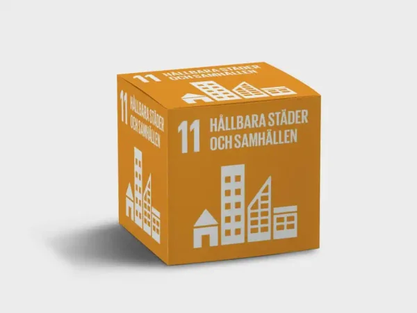 Globalt Mål 11 – Hållbara städer och samhällen – profilreklam med tryck från ExpoTryck