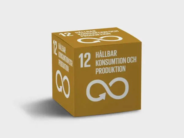 Globalt Mål 12 – Hållbar konsumtion och produktion – profilreklam med tryck från ExpoTryck
