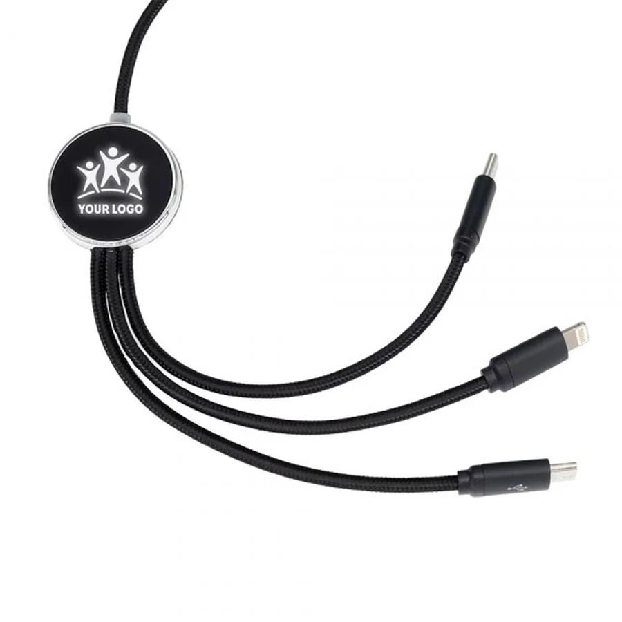 Lång 3-i-1-kabel med upplyst logo, W201TG