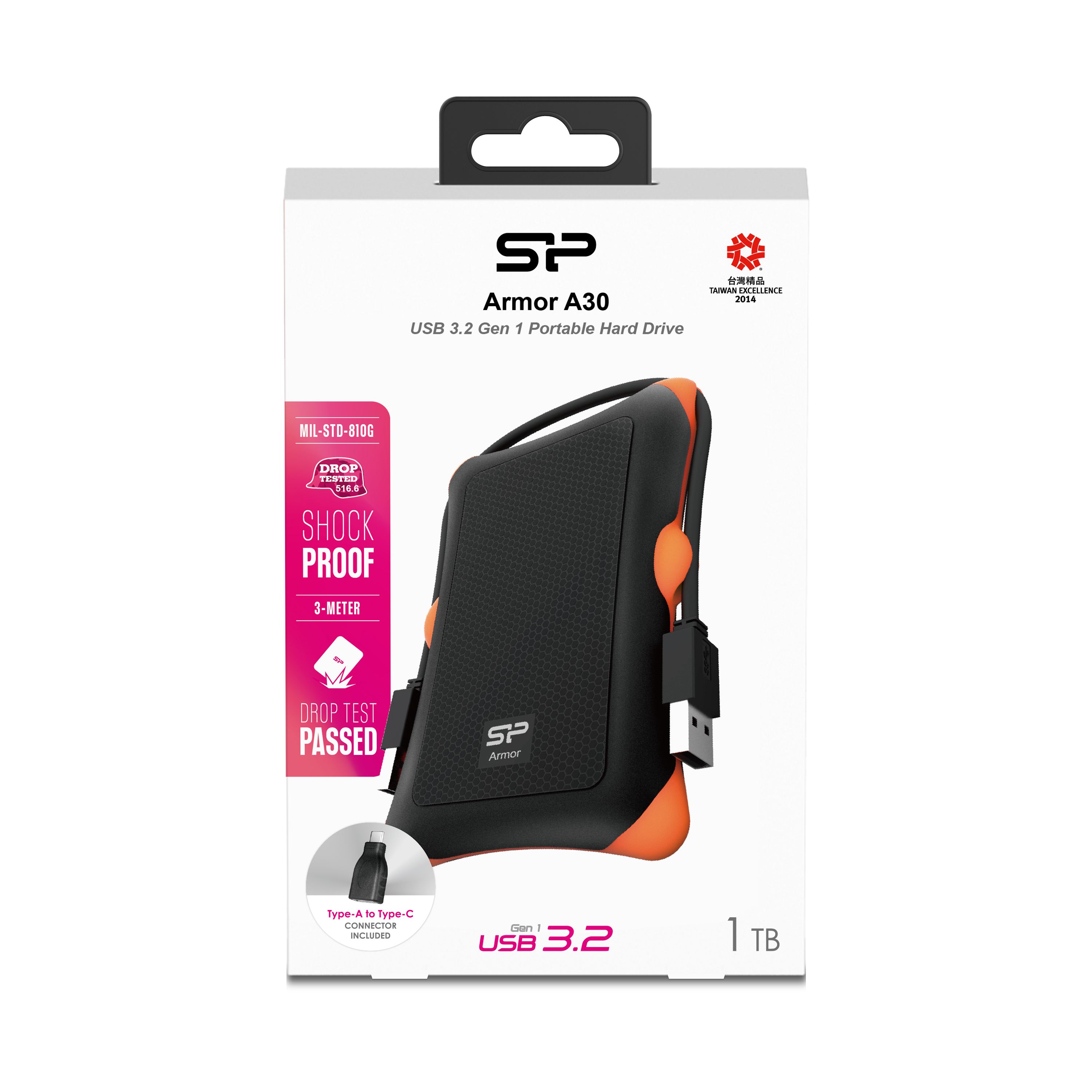 Bärbar hårddisk Armor A30, 2TB Silicon Power