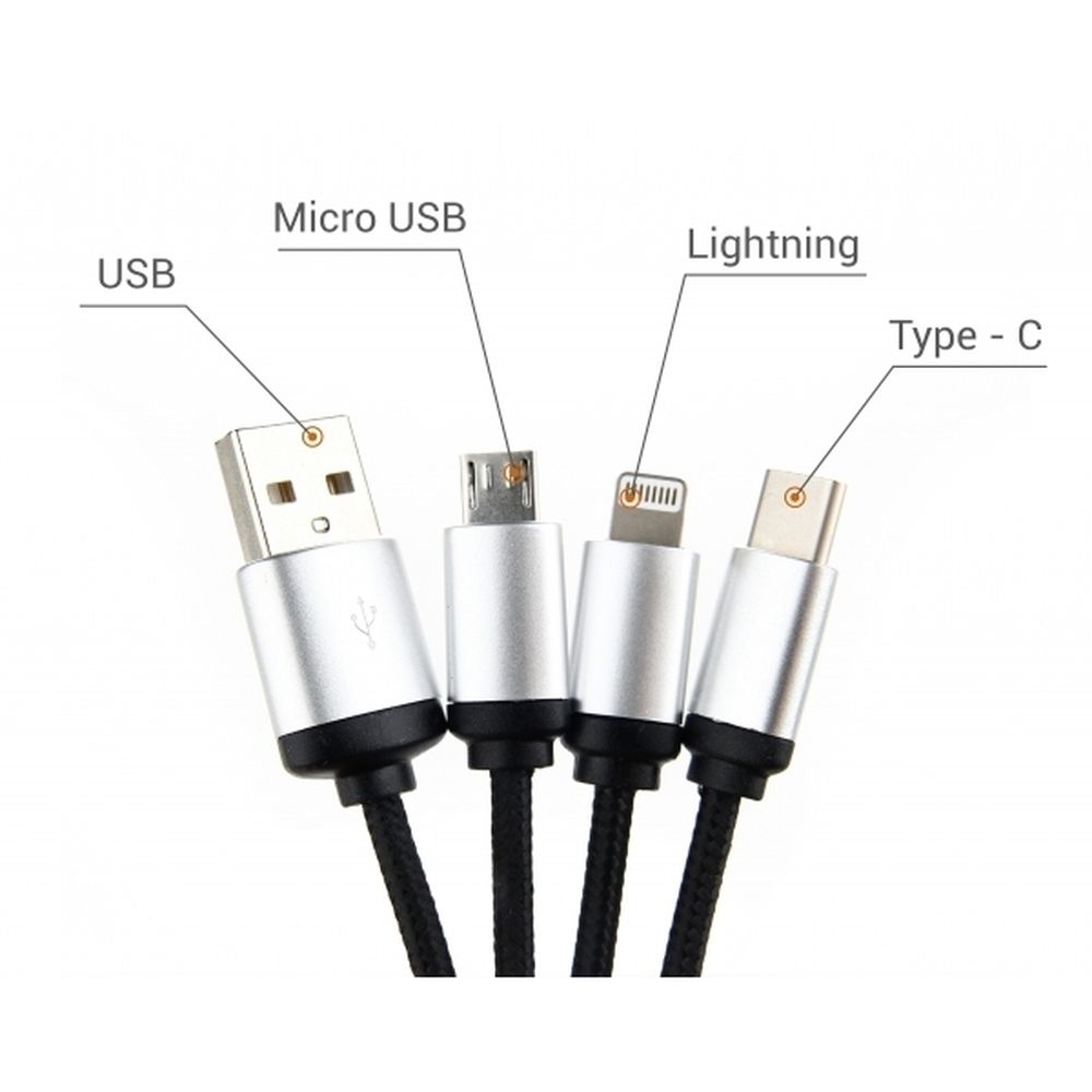 3-i-1 kabel med upplyst logotyp