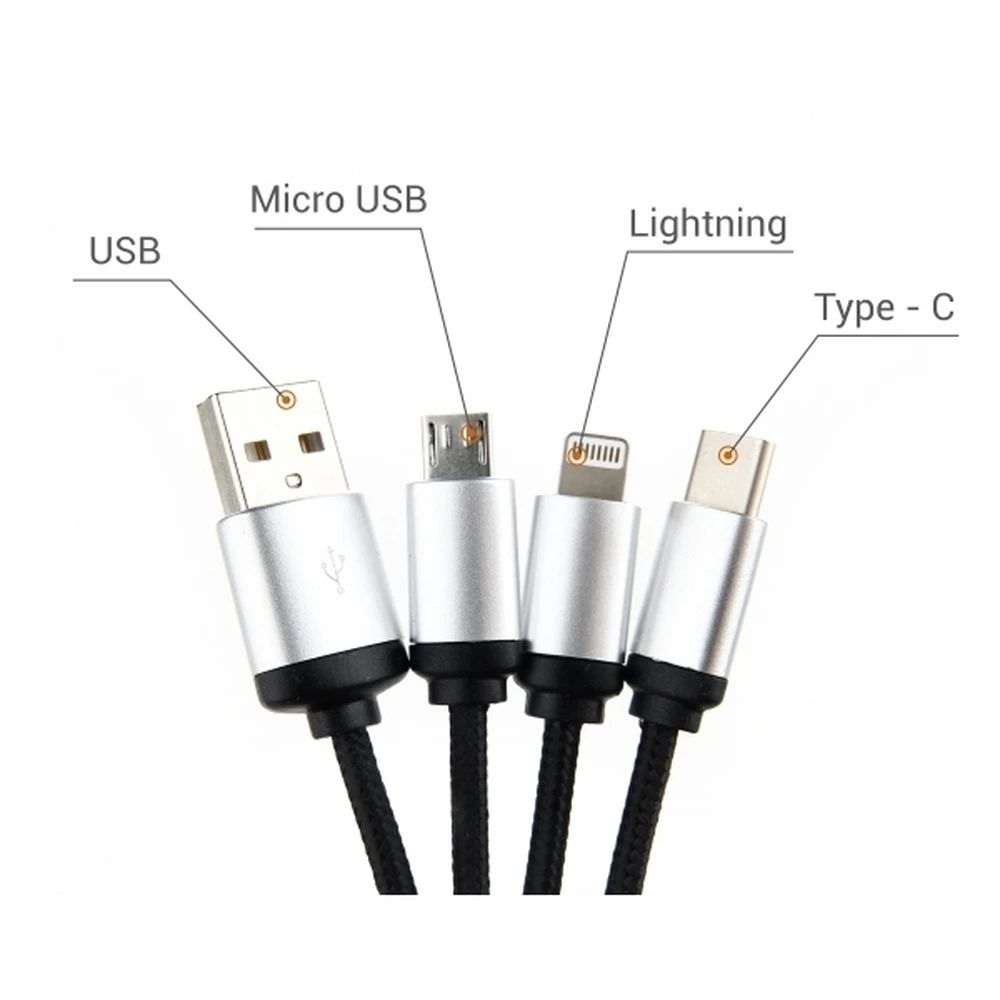 3-i-1 kabel med upplyst logotyp