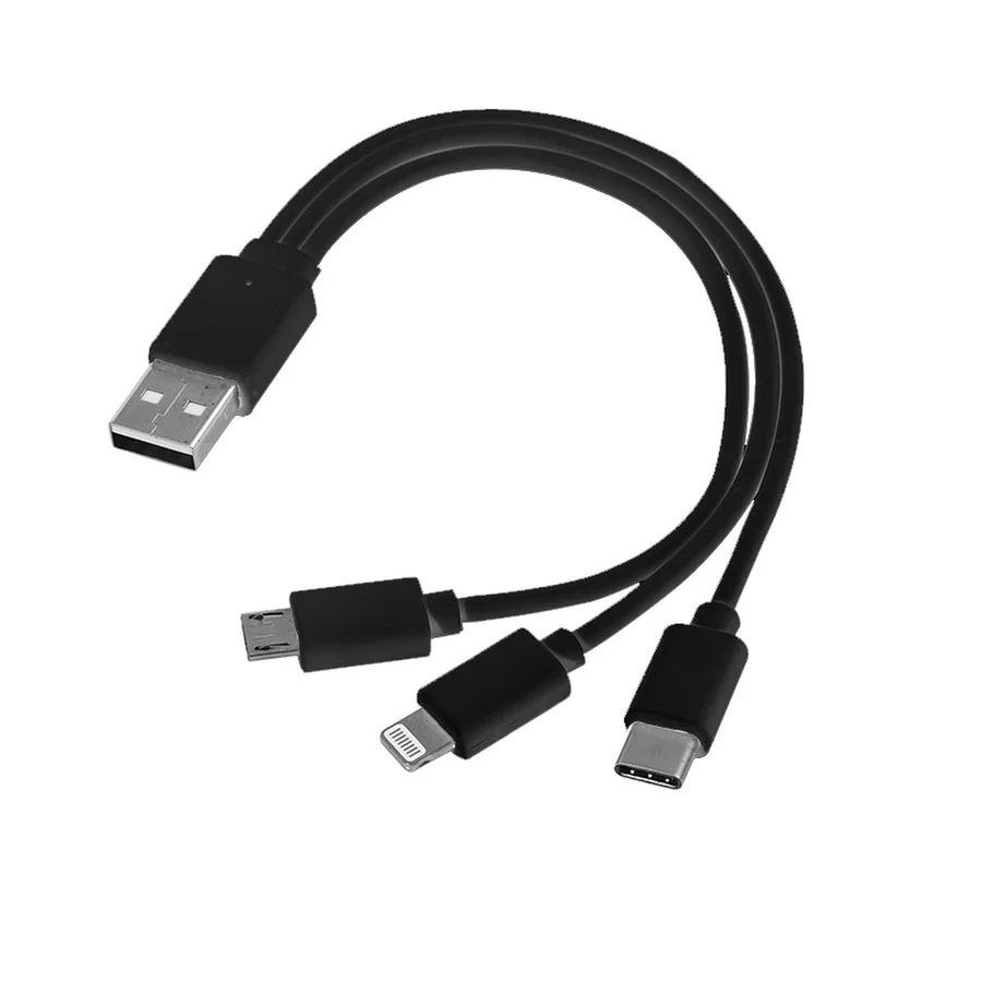 USB cable 3w1 micro USB + USB Type-C + Lightning