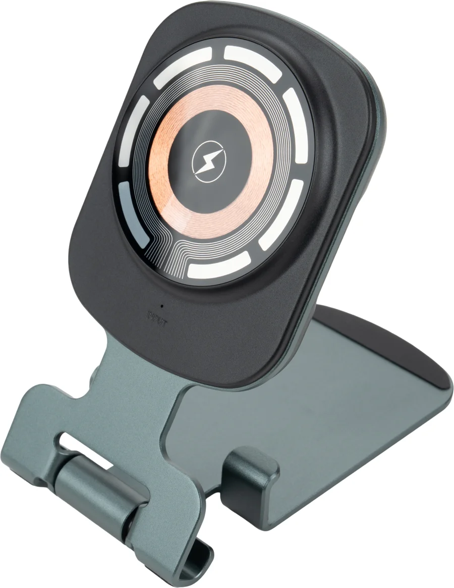 Phone holder with wireless charger