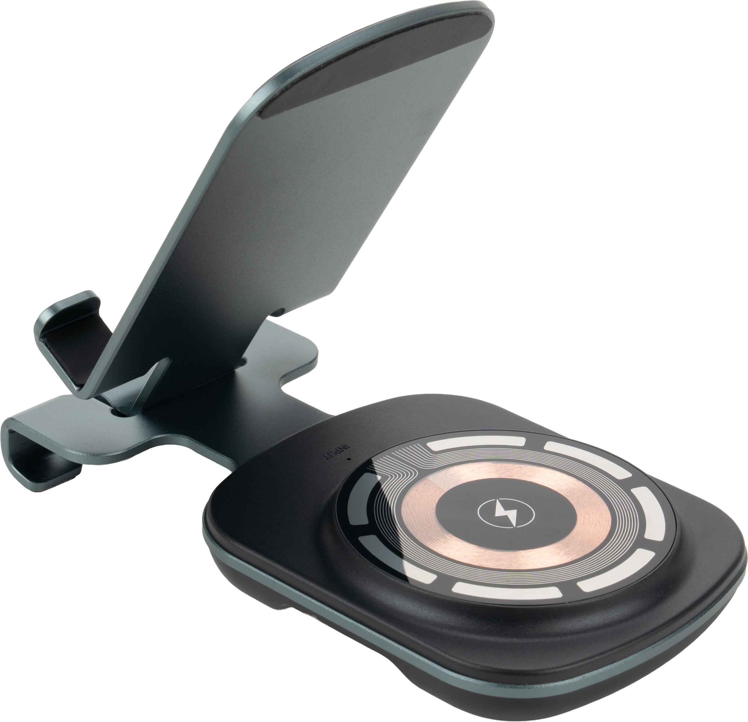 Phone holder with wireless charger