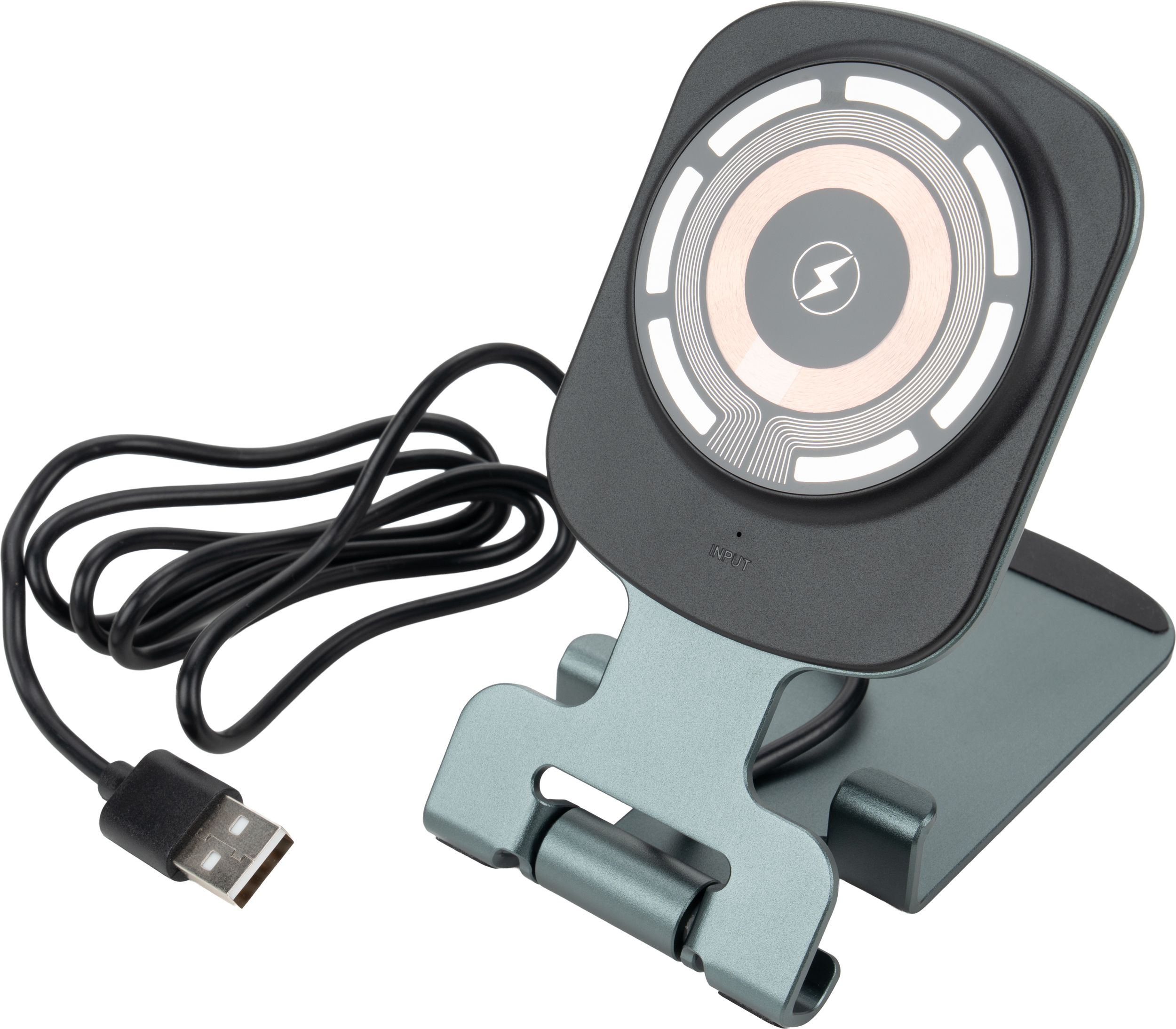 Phone holder with wireless charger