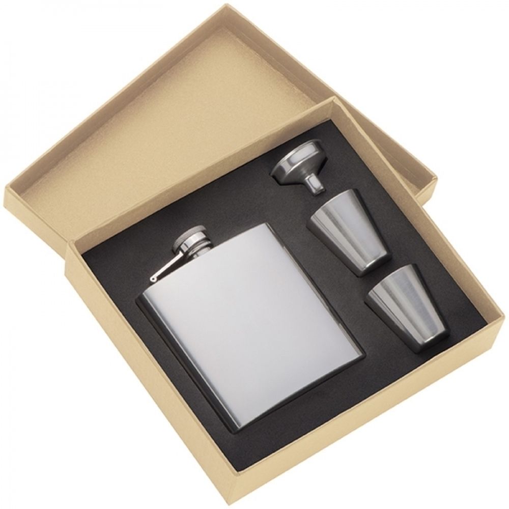 Stålficka 170 ml med 2 snapsglas SANDVIKEN