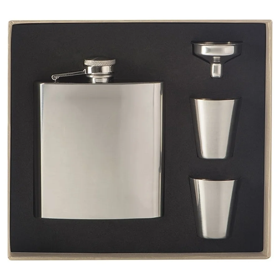 Stålficka 170 ml med 2 snapsglas SANDVIKEN