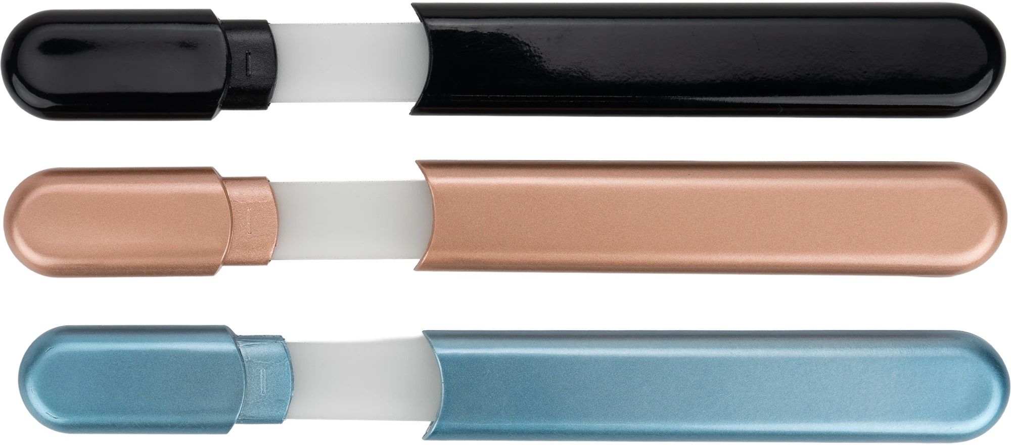 Glass nail files in a case