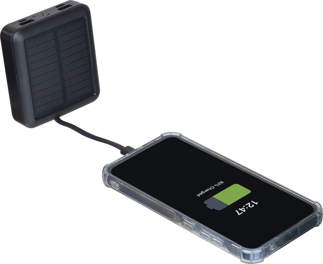 Solcells-powerbank i återvunnen ABS, 10 000 mAh CRETE