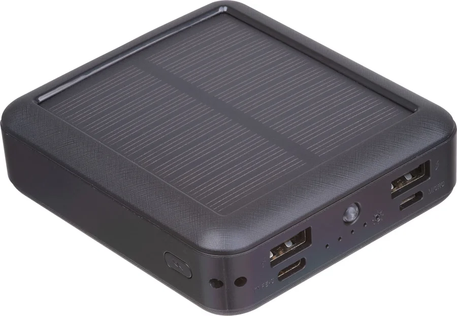 Solcells-powerbank i återvunnen ABS, 10 000 mAh CRETE
