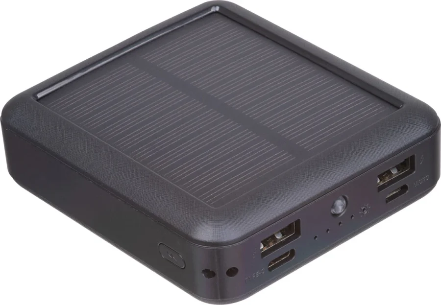 Solcells-powerbank i återvunnen ABS, 10 000 mAh CRETE