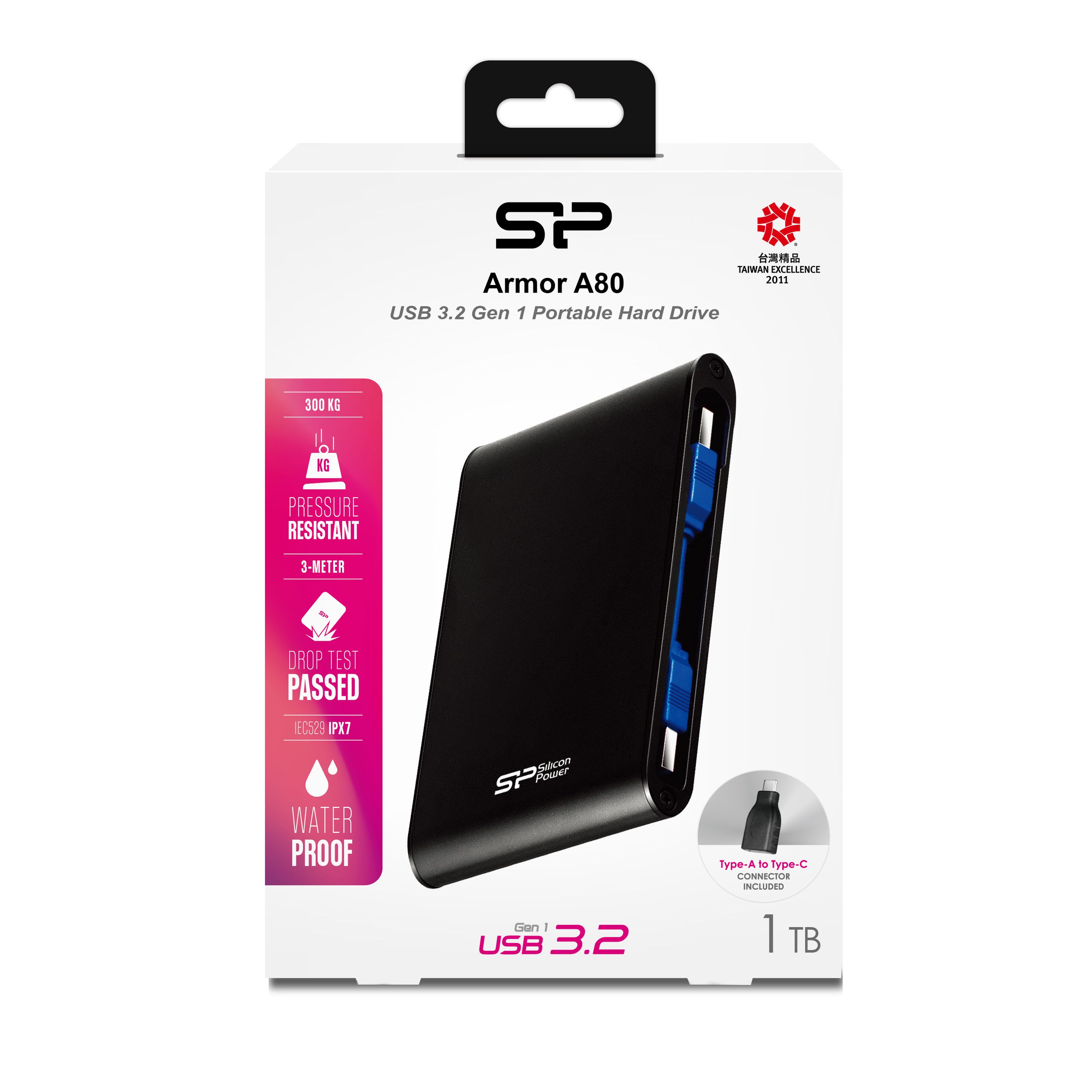 Portabel USB 3.0-disk Armor A80, 1TB Silicon Power