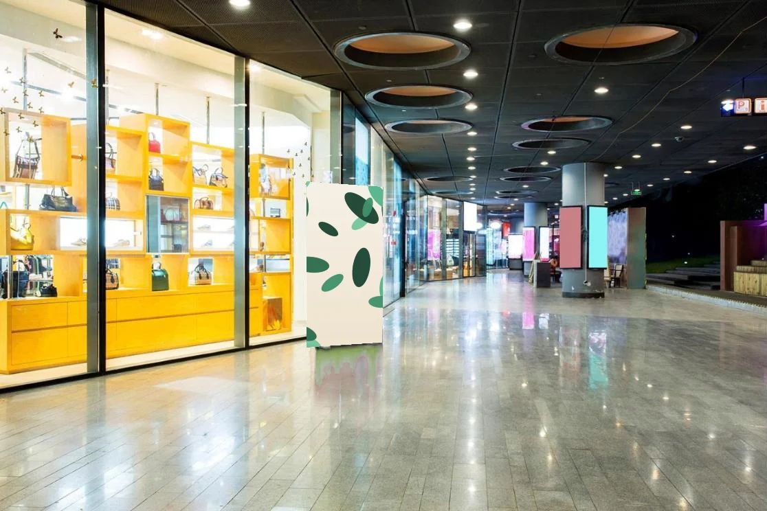 Ljuslåda med tryck i en galleria