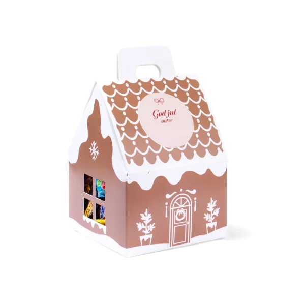Pepparkakshus med julgodis och tryck – profilreklam med tryck från ExpoTryck